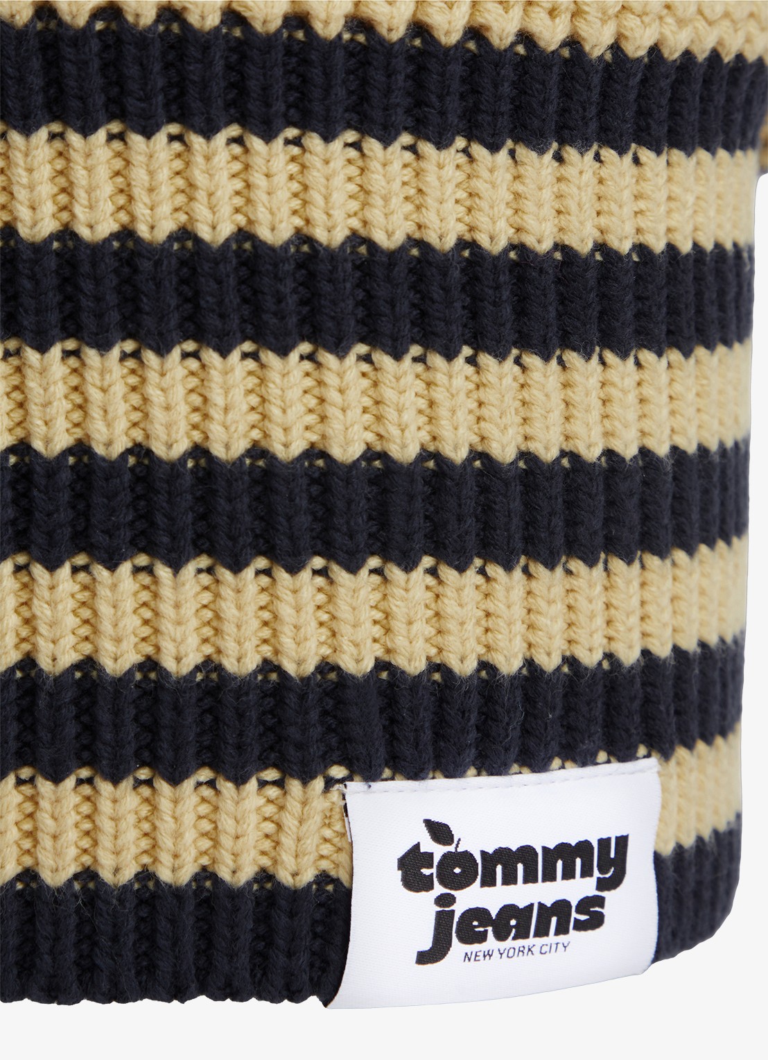 Tommy Hilfiger Fijngebreide muts met streepdessin  - detail 3 geel