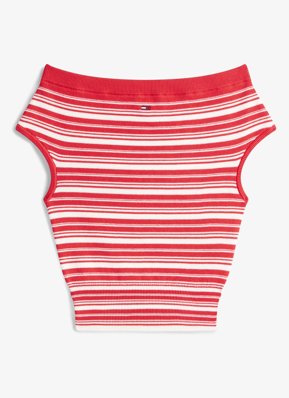 Tommy Hilfiger Fijngebreide off-shoulder top met streepprint - voorkant 3 rood