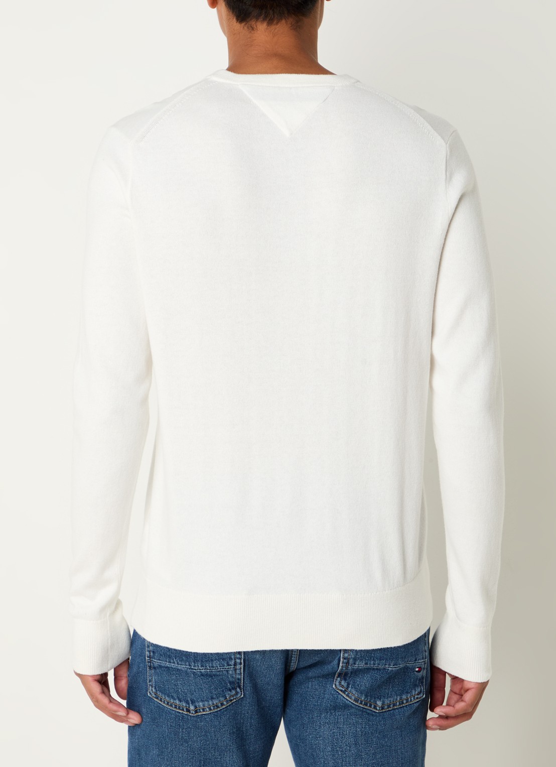 Tommy Hilfiger Fijngebreide pullover in kasjmierblend met logoborduring - achterkant 2 wit