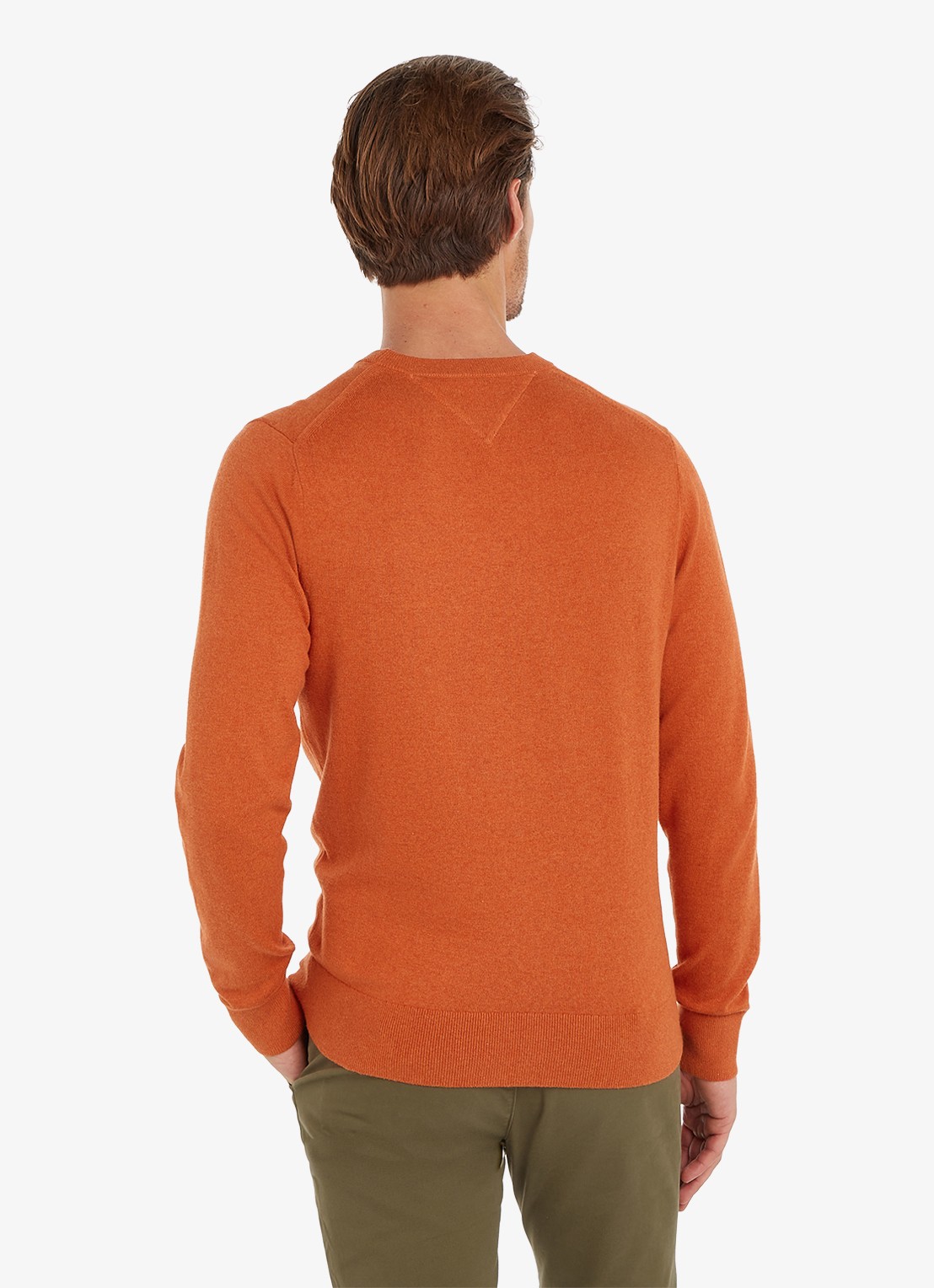 Tommy Hilfiger Fijngebreide pullover in kasjmierblend met logoborduring - achterkant 4 orange