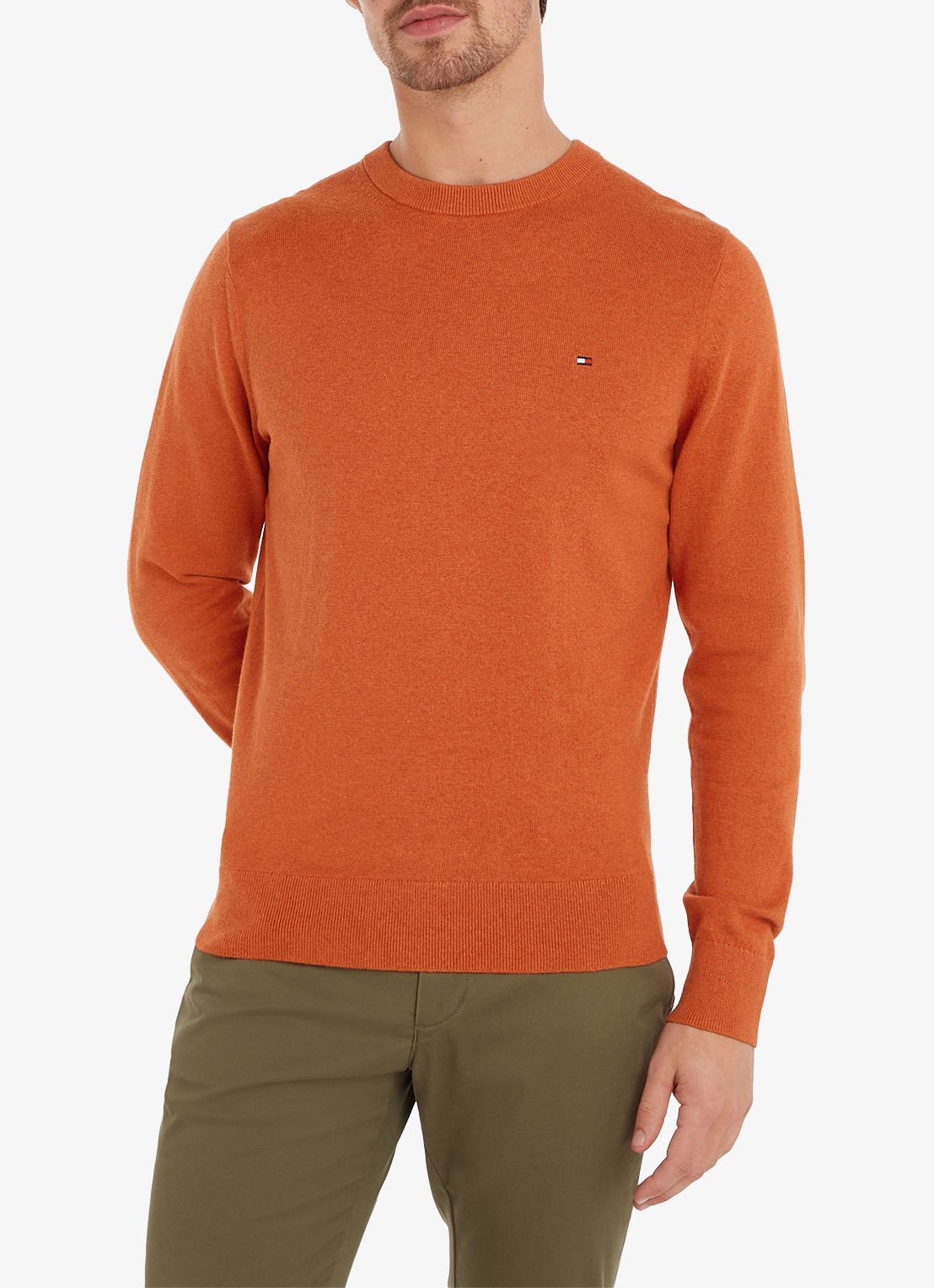 Tommy Hilfiger Fijngebreide pullover in kasjmierblend met logoborduring - detail 2 orange