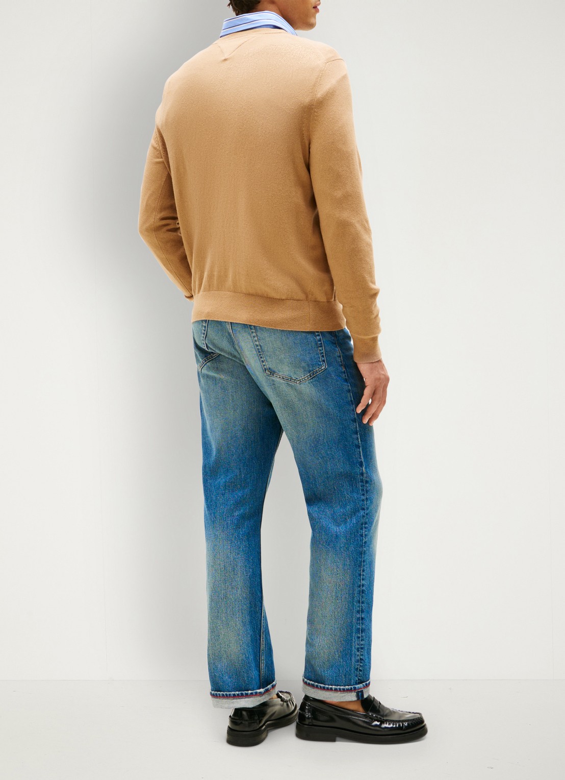 Tommy Hilfiger Fijngebreide pullover in kasjmierblend met logoborduring - achterkant 5 camel