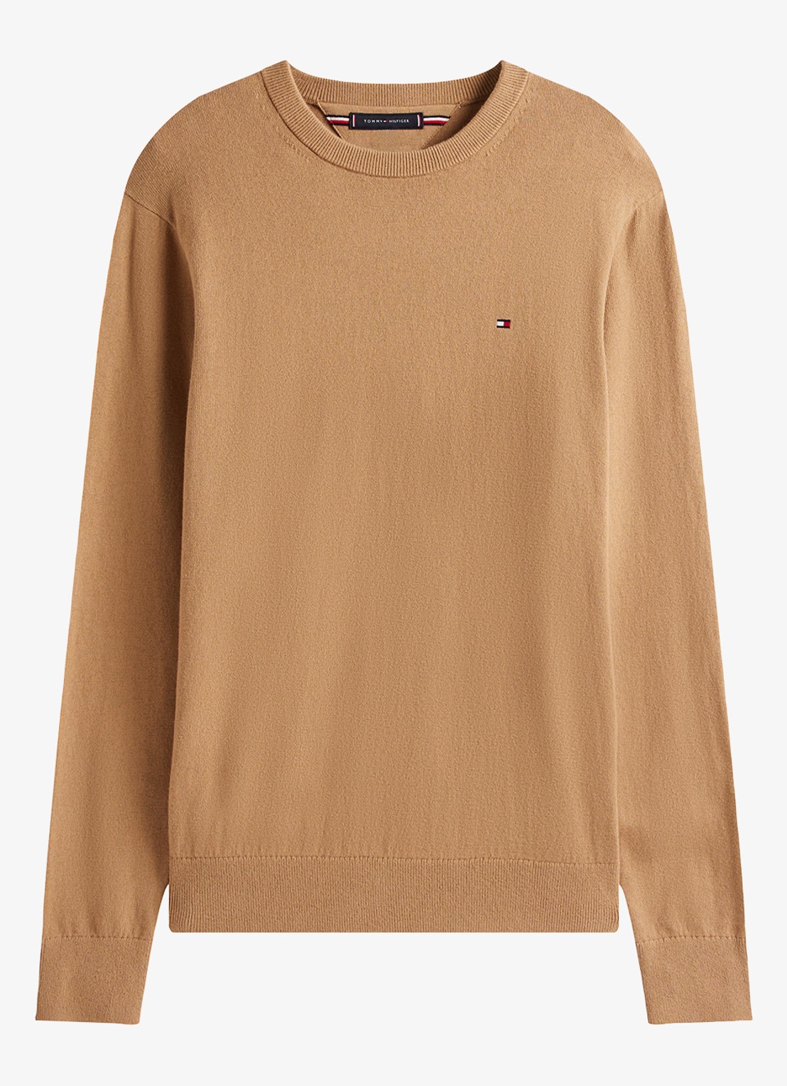 Tommy Hilfiger Fijngebreide pullover in kasjmierblend met logoborduring - voorkant 3 camel