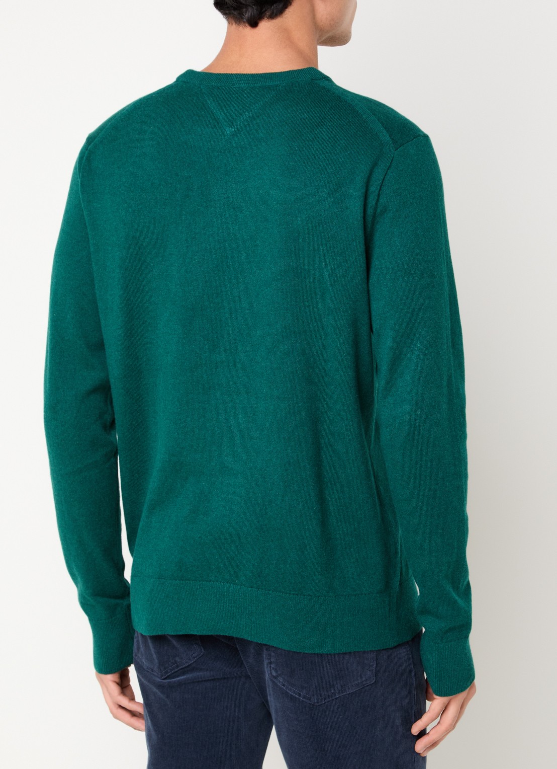 Tommy Hilfiger Fijngebreide pullover in kasjmierblend met logoborduring - achterkant zeegroen