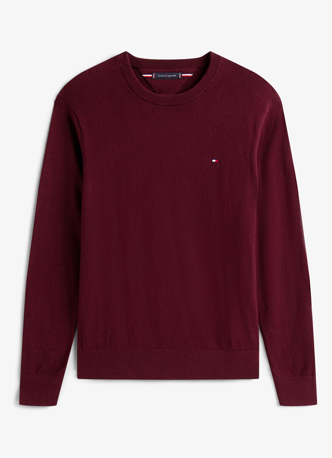 Tommy Hilfiger Fijngebreide pullover in kasjmierblend met logoborduring - voorkant 4 bordeauxrood