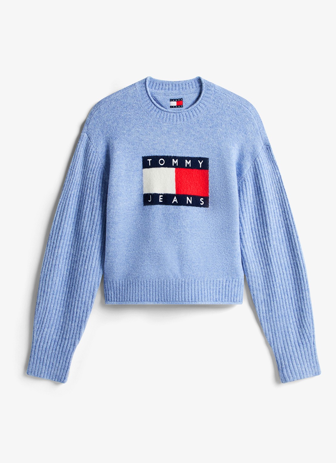 Tommy Hilfiger Fijngebreide pullover met ingebreid patroon - voorkant 2 lichtblauw