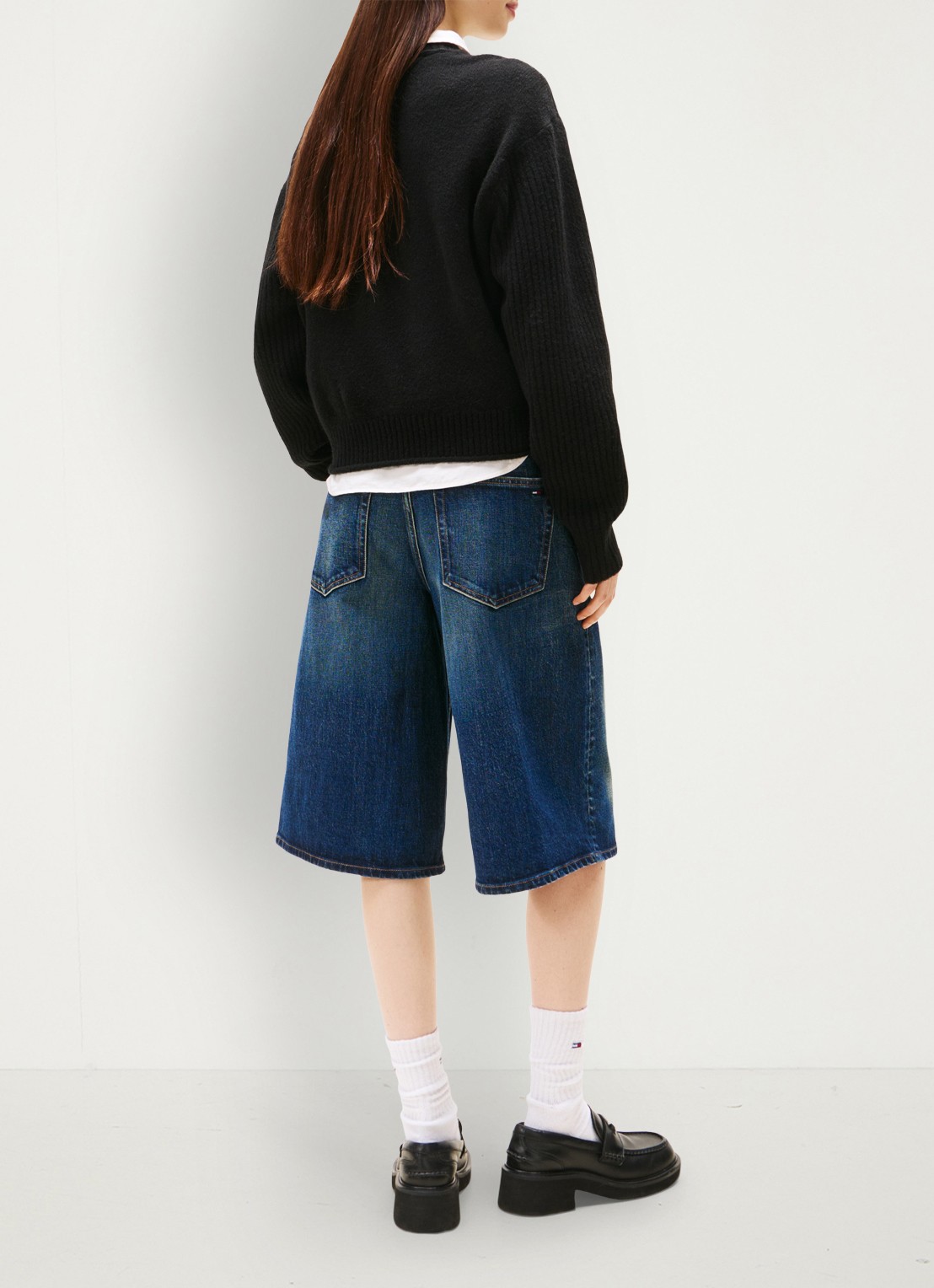 Tommy Hilfiger Fijngebreide pullover met ingebreid patroon - achterkant zwart
