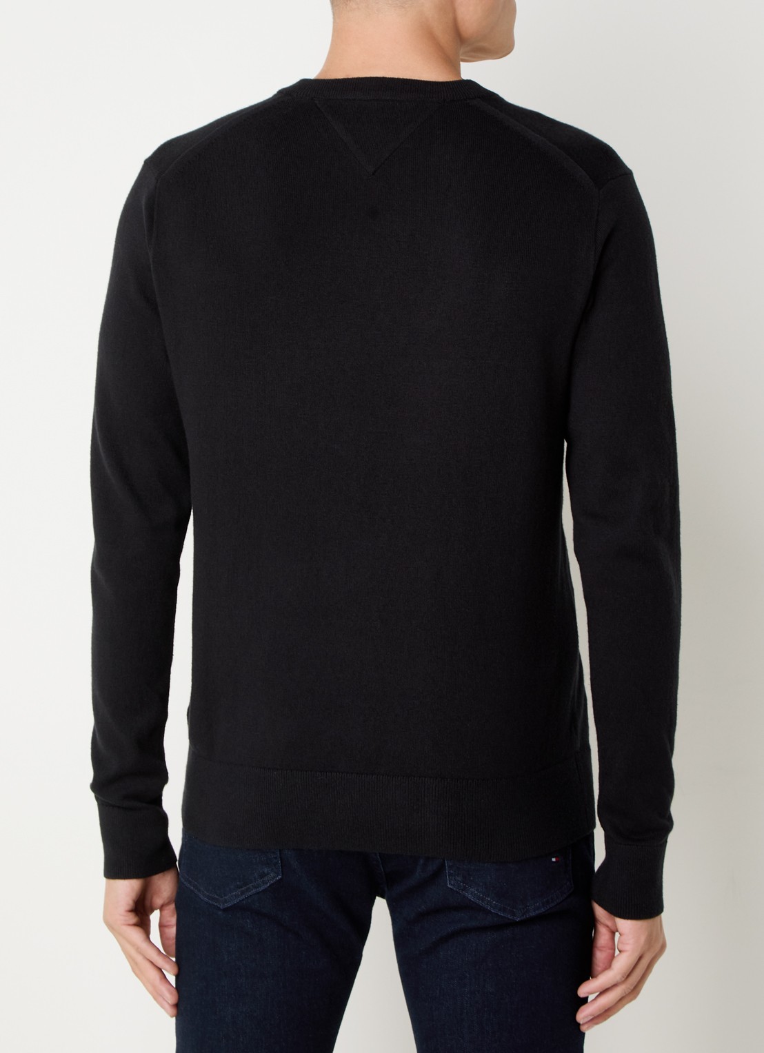 Tommy Hilfiger Fijngebreide pullover met logo - achterkant 2 zwart