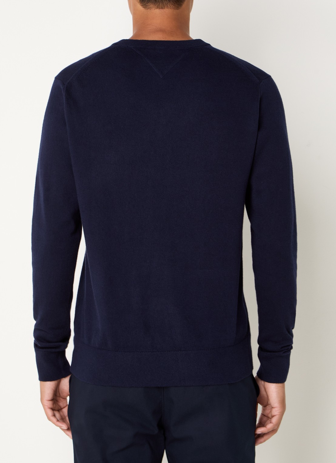 Tommy Hilfiger Fijngebreide pullover met logo - achterkant 4 donkerblauw