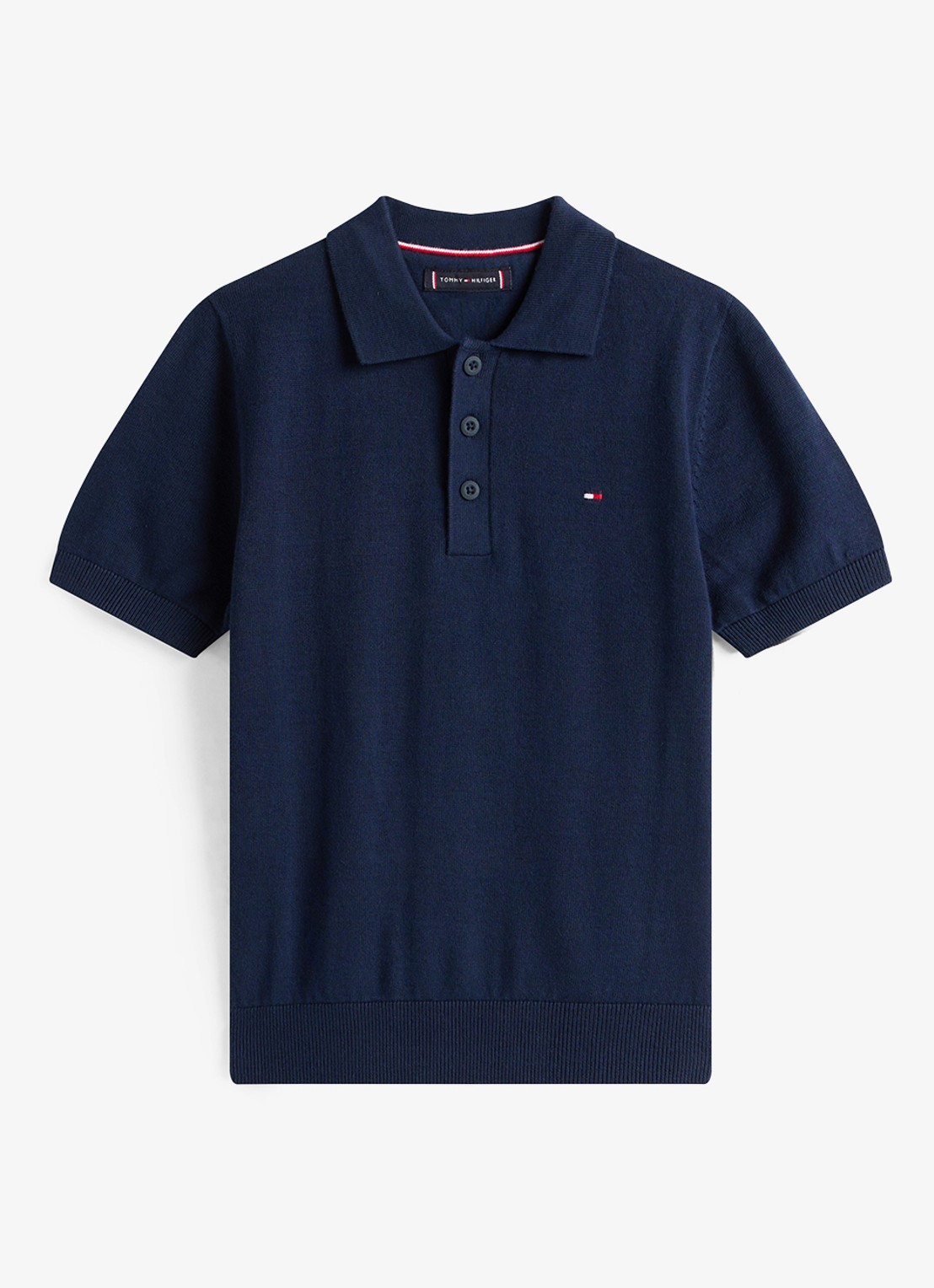Tommy Hilfiger Fijngebreide pullover met polokraag - voorkant 4 donkerblauw