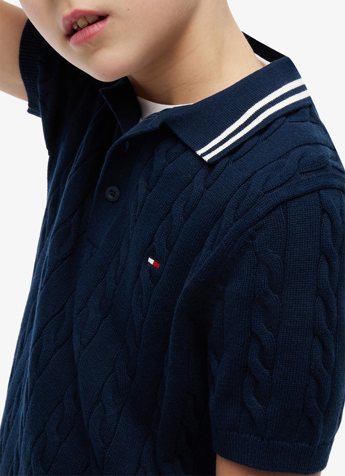 Tommy Hilfiger Fijngebreide pullover met polokraag - detail 3 donkerblauw