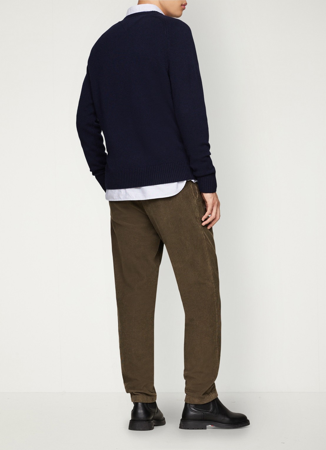 Tommy Hilfiger Fijngebreide pullover van lamswol - achterkant donkerblauw