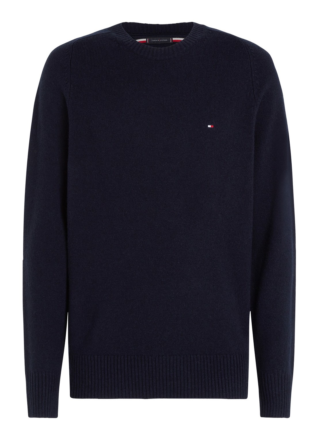 Tommy Hilfiger Fijngebreide pullover van lamswol - voorkant 2 donkerblauw
