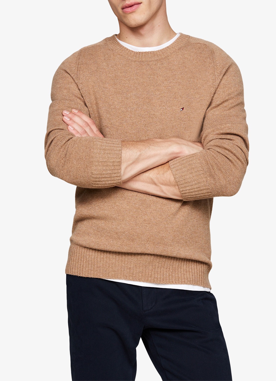 Tommy Hilfiger Fijngebreide pullover van lamswol - detail 3 camel