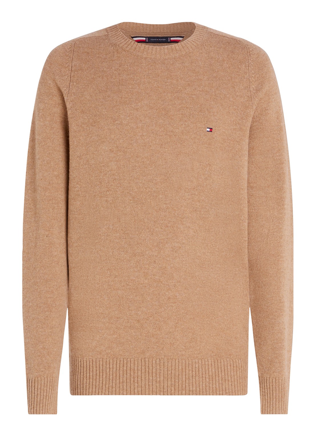 Tommy Hilfiger Fijngebreide pullover van lamswol - voorkant camel