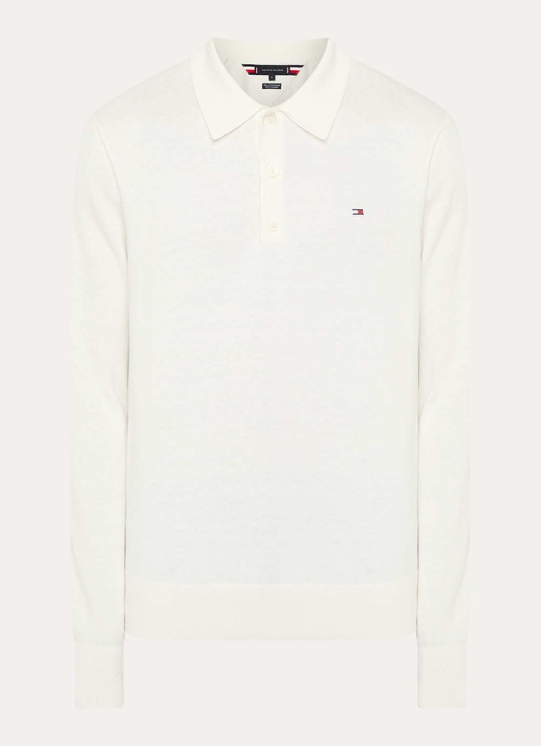 Tommy Hilfiger Fijngebreide regular fit polo in kasjmierblend met logo - voorkant 3 ivoor