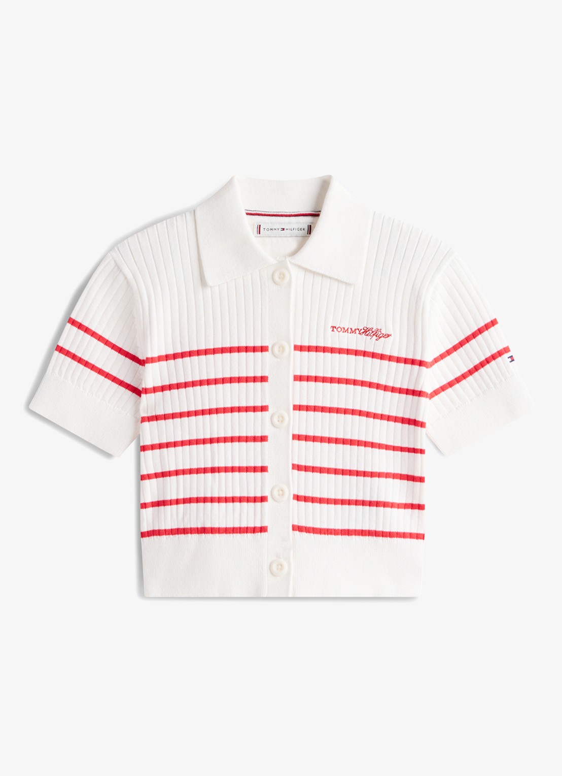 Tommy Hilfiger Fijngebreide top met streepprint - voorkant wit