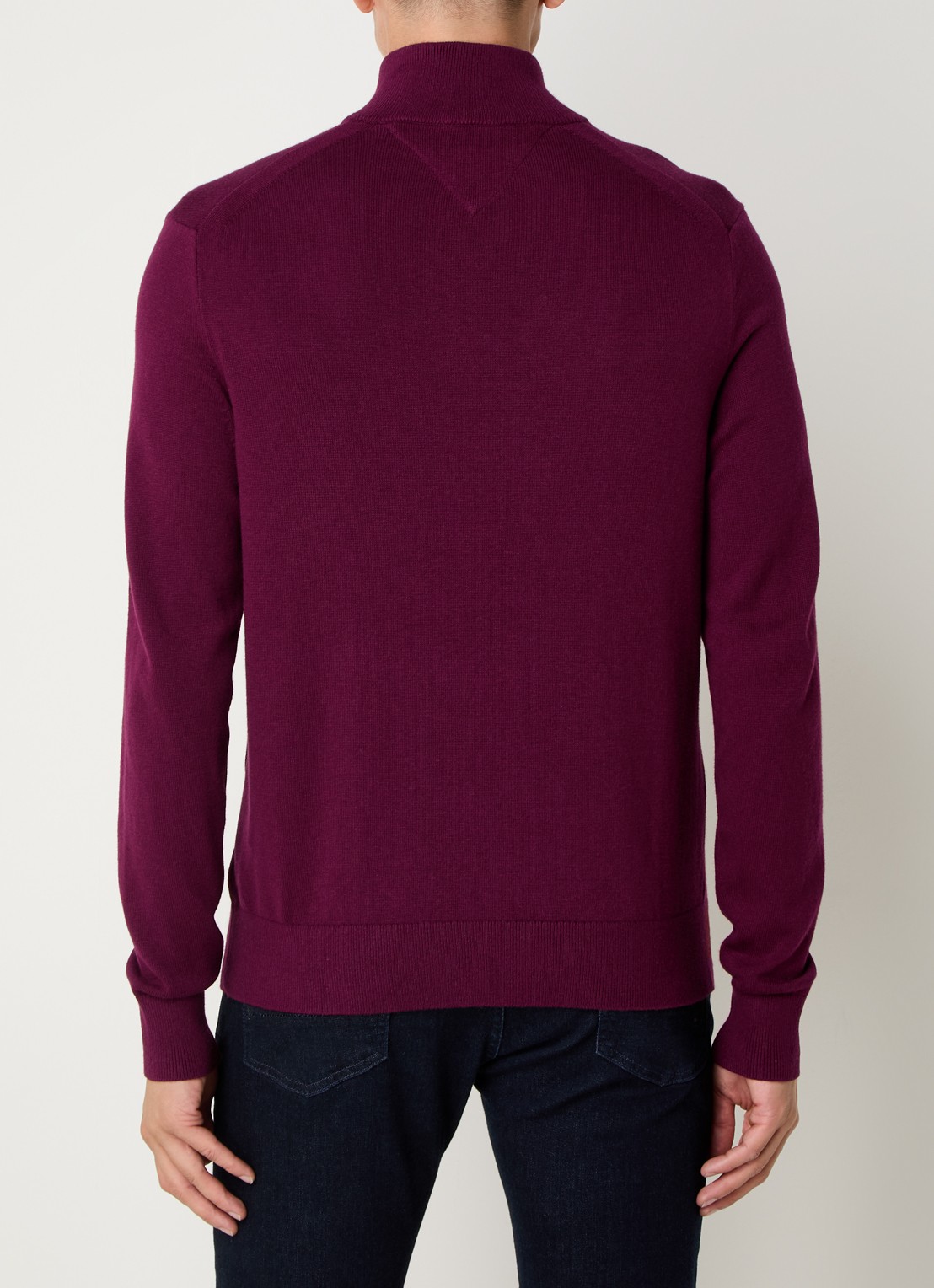 Tommy Hilfiger Fijngebreide trui in kasjmierblend met logoborduring - achterkant 2 donkerrood
