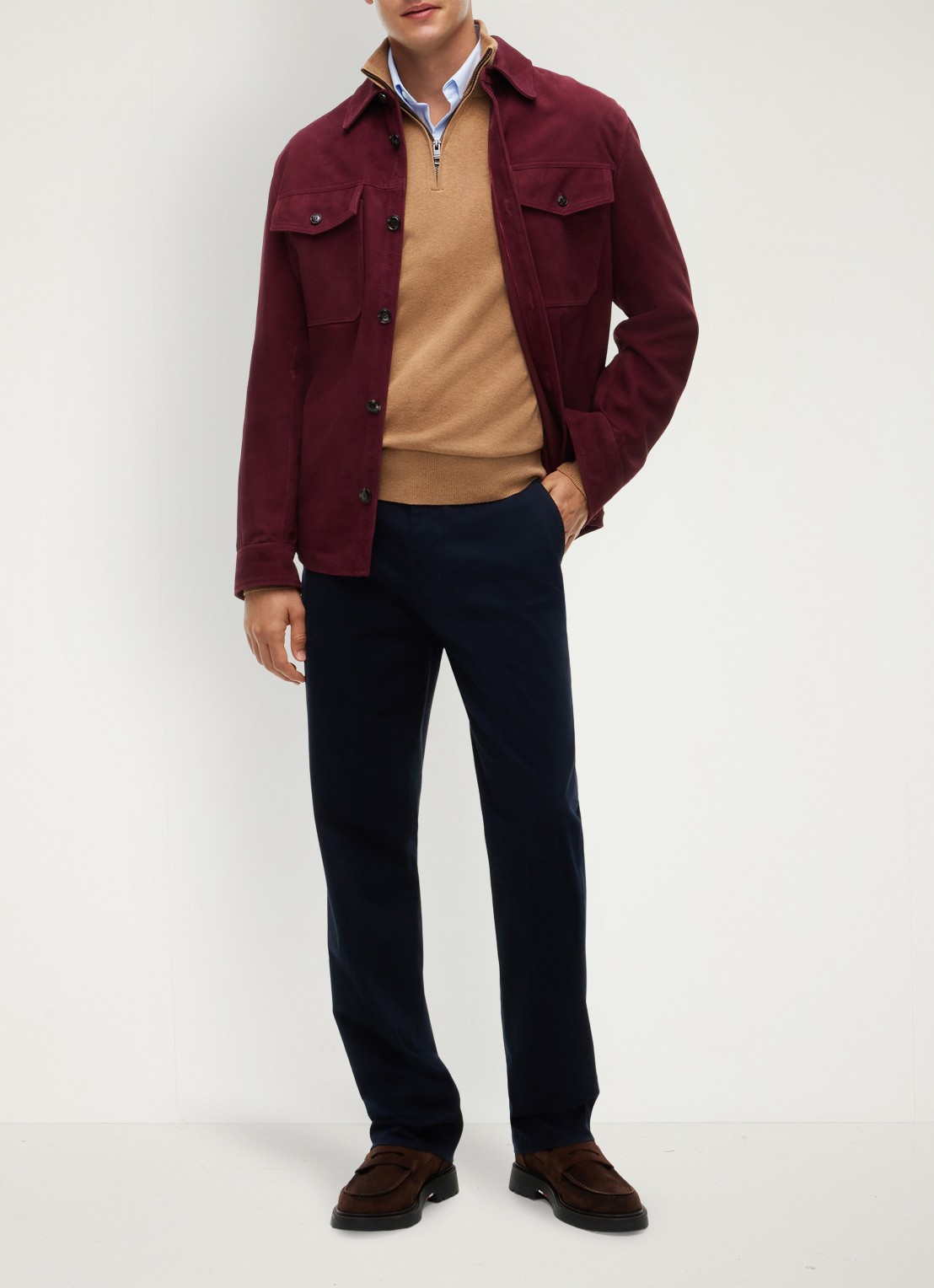 Tommy Hilfiger Fijngebreide trui in kasjmierblend met logoborduring - voorkant 2 camel