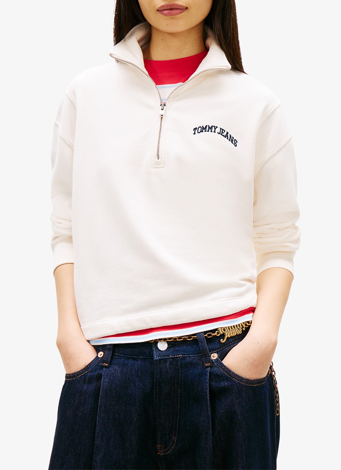 Tommy Hilfiger Fijngebreide trui met ingebreid logo - detail 3 wit