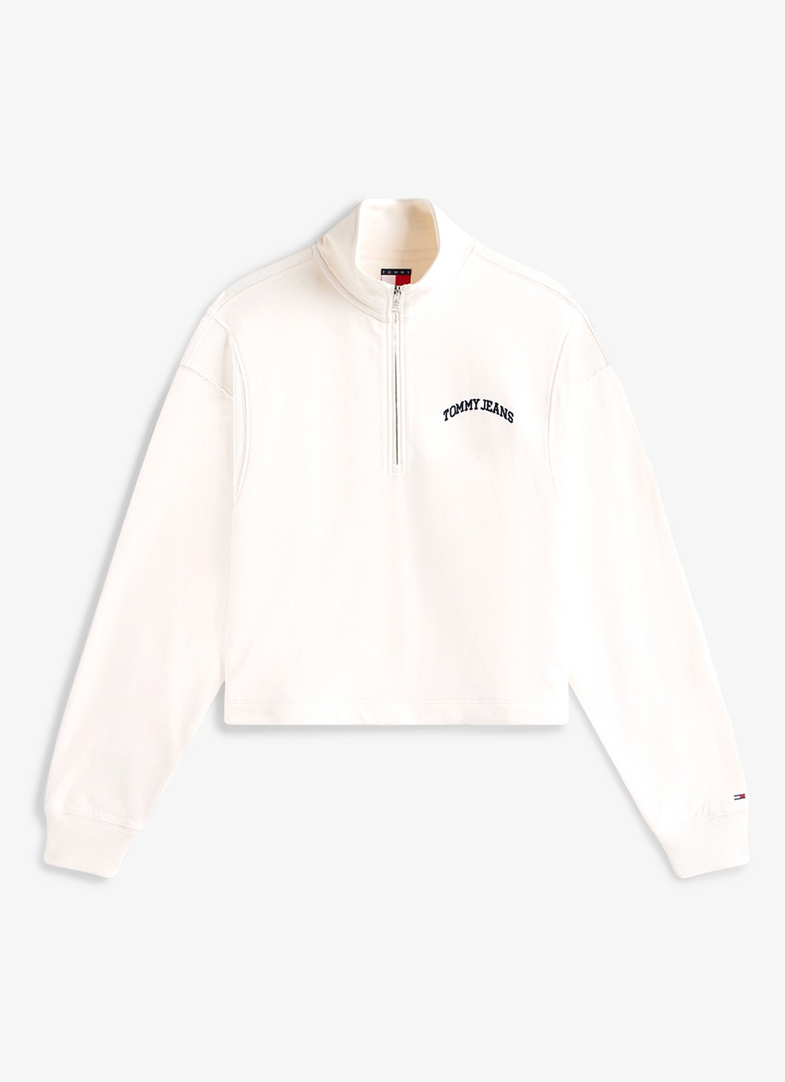 Tommy Hilfiger Fijngebreide trui met ingebreid logo - voorkant wit