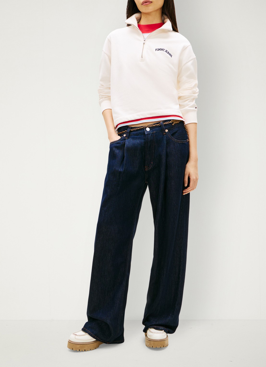Tommy Hilfiger Fijngebreide trui met ingebreid logo - voorkant 2 wit