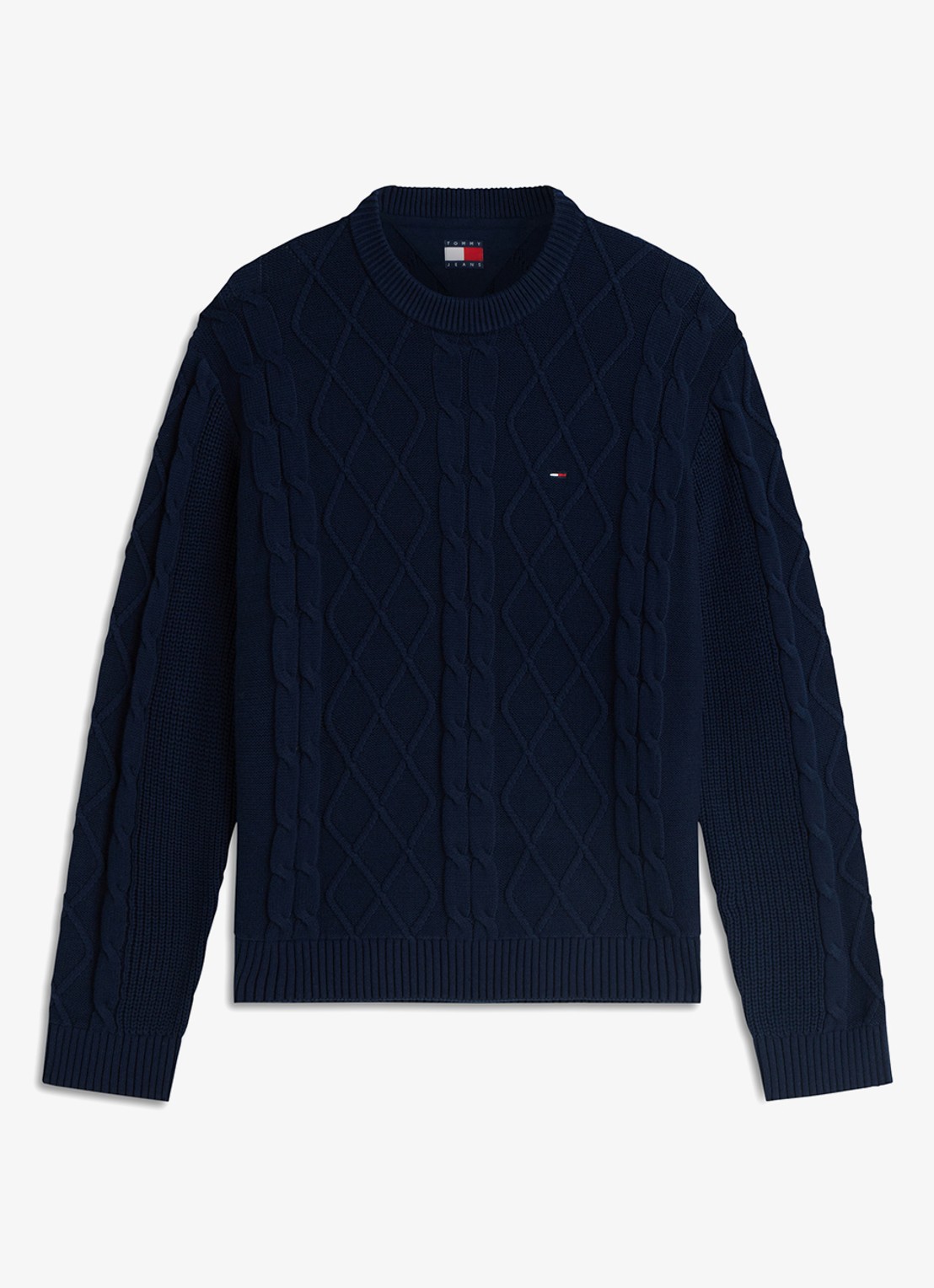 Tommy Hilfiger Fijngebreide trui met logo - voorkant donkerblauw