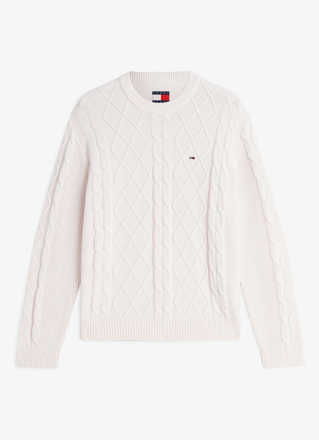 Tommy Hilfiger Fijngebreide trui met logo - voorkant wit