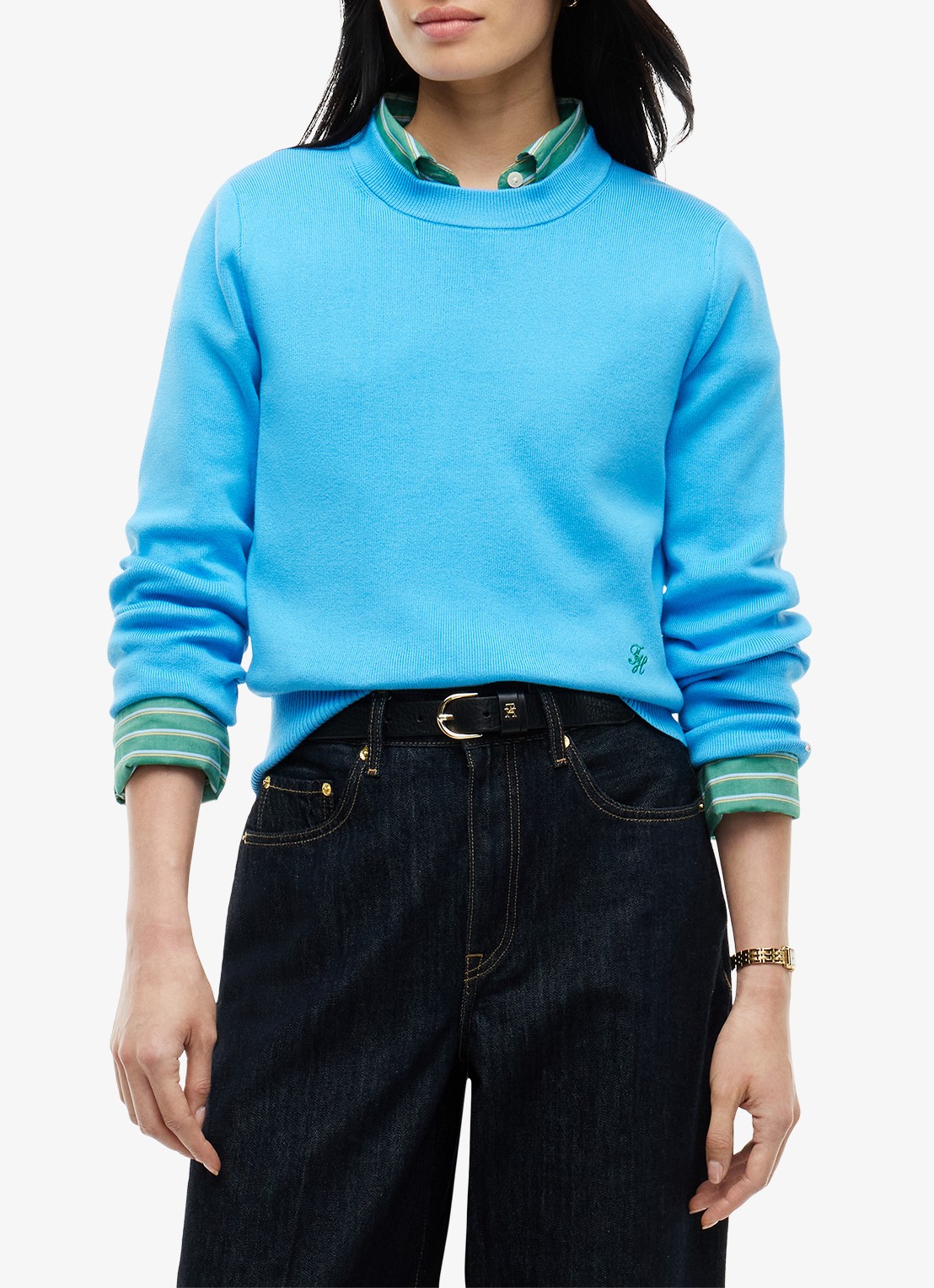 Tommy Hilfiger Fijngebreide trui met logoborduring - detail 4 blauw