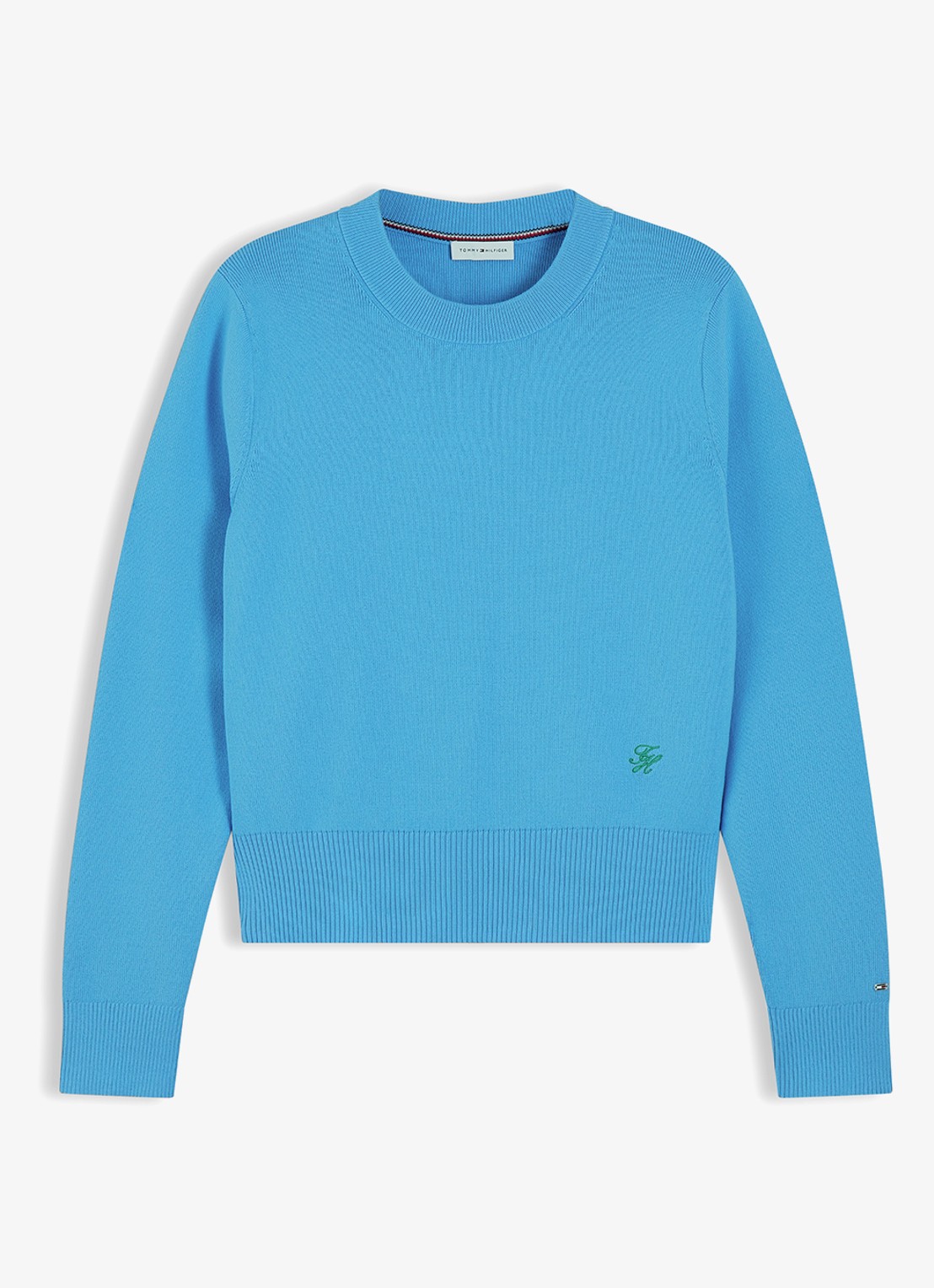 Tommy Hilfiger Fijngebreide trui met logoborduring - voorkant 2 blauw