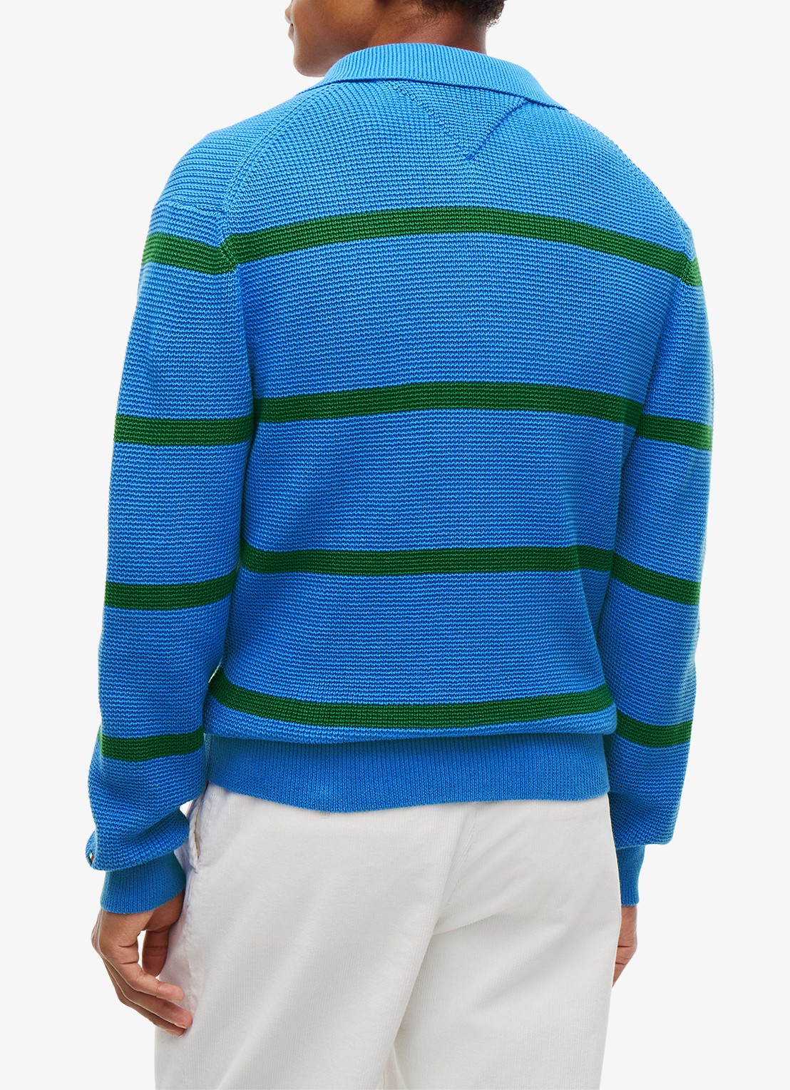 Tommy Hilfiger Fijngebreide trui met streepprint - achterkant 5 blauw