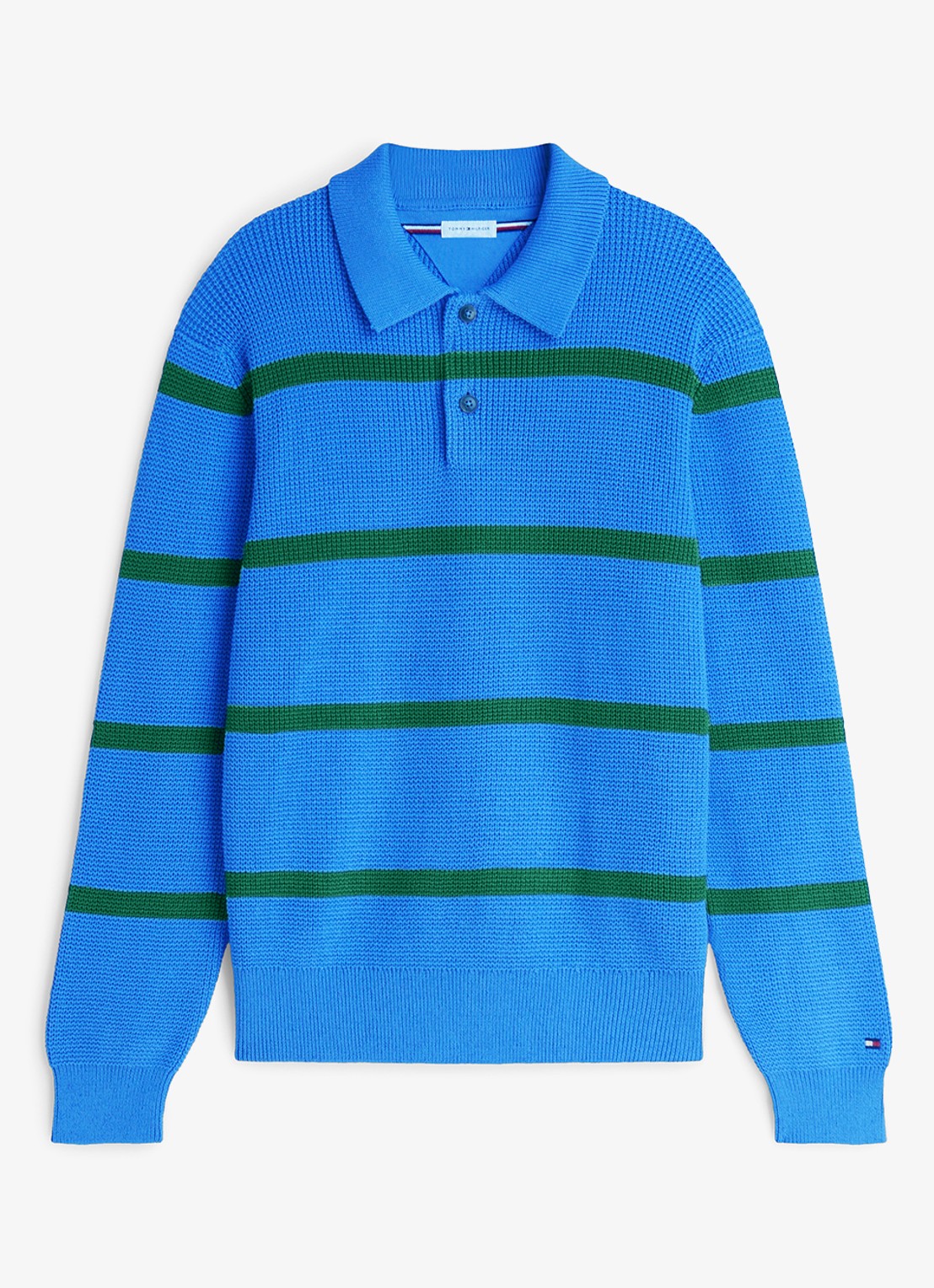 Tommy Hilfiger Fijngebreide trui met streepprint - voorkant blauw
