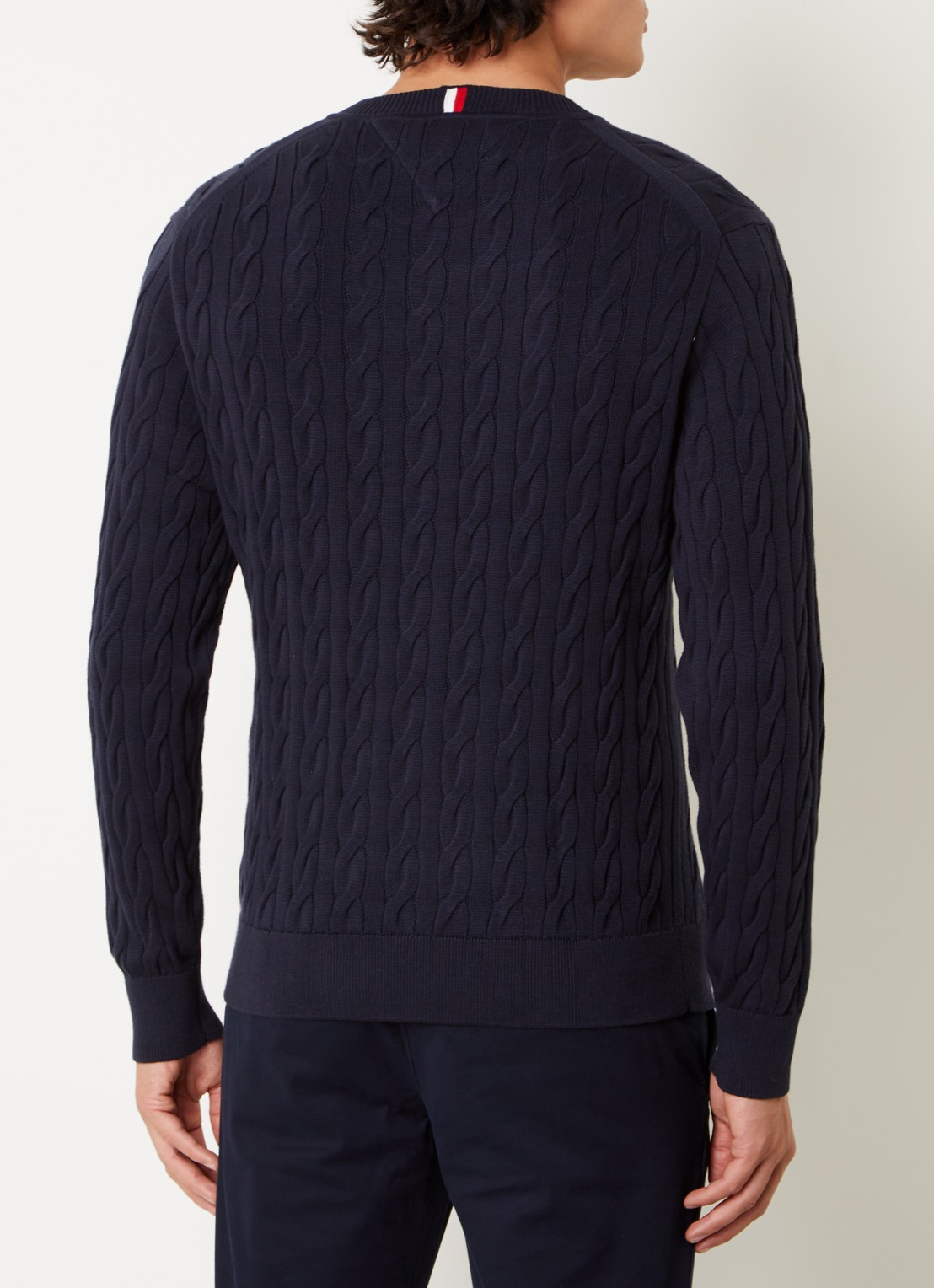 Tommy Hilfiger Flag Embroidery Cable Knit Jumper - achterkant 3 donkerblauw