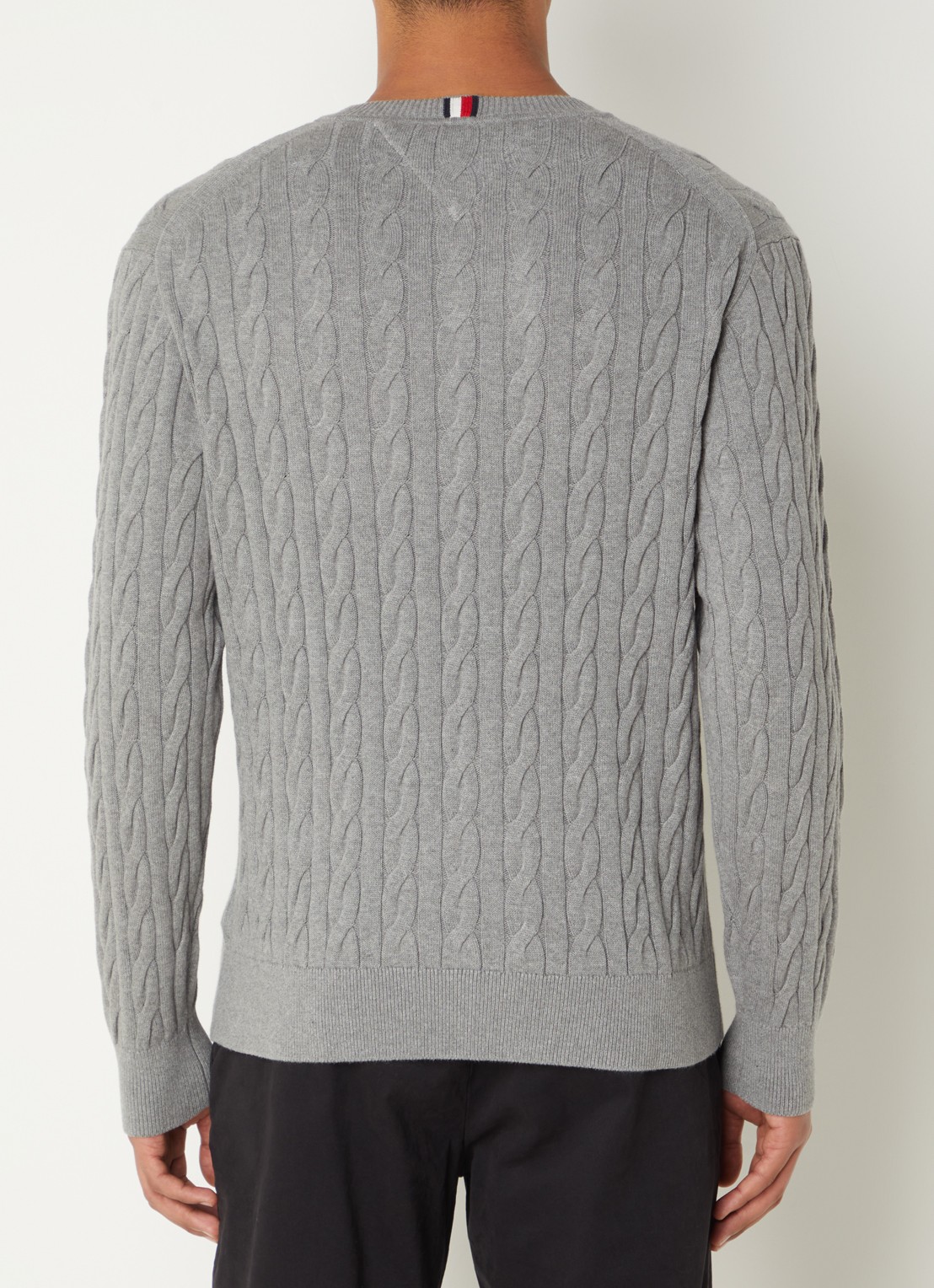 Tommy Hilfiger Flag Embroidery Cable Knit Jumper - achterkant 5 grijs