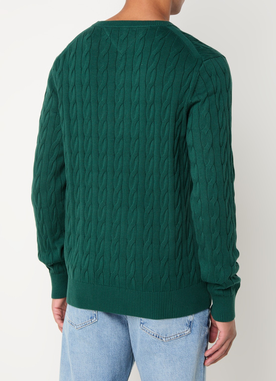 Tommy Hilfiger Flag Embroidery Cable Knit Jumper - achterkant 4 groen