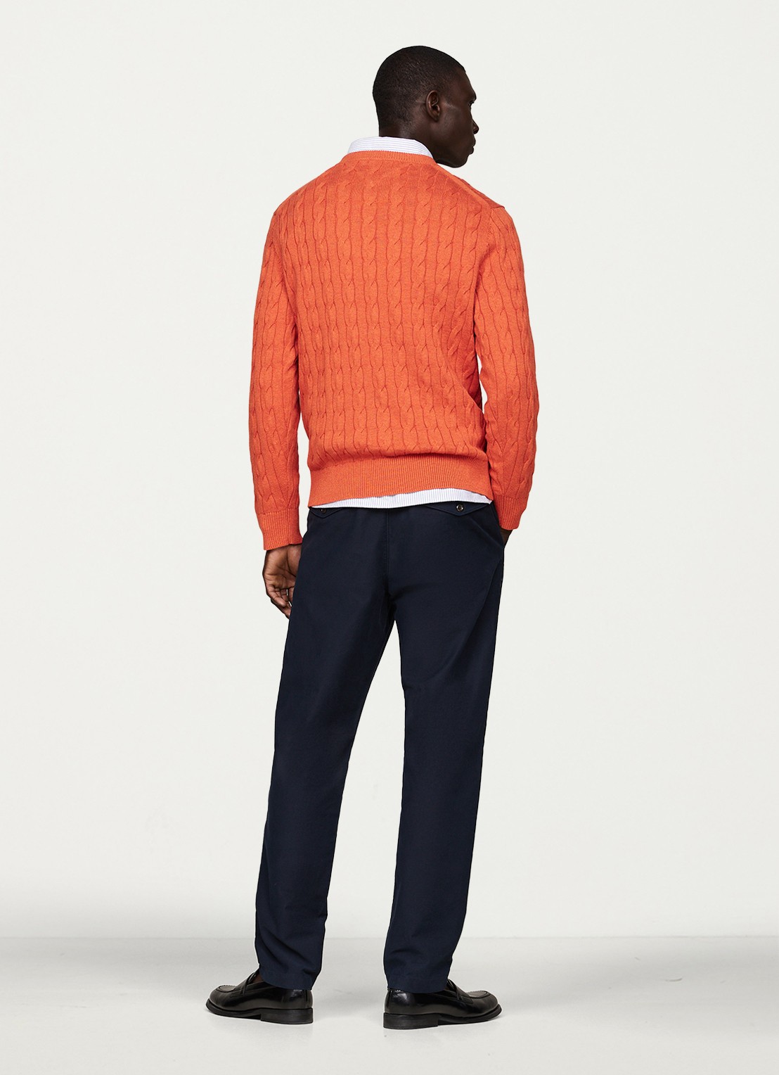 Tommy Hilfiger Flag Embroidery Cable Knit Jumper - achterkant orange