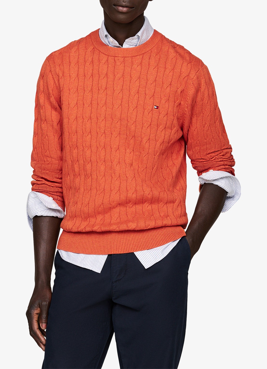 Tommy Hilfiger Flag Embroidery Cable Knit Jumper - detail 2 orange
