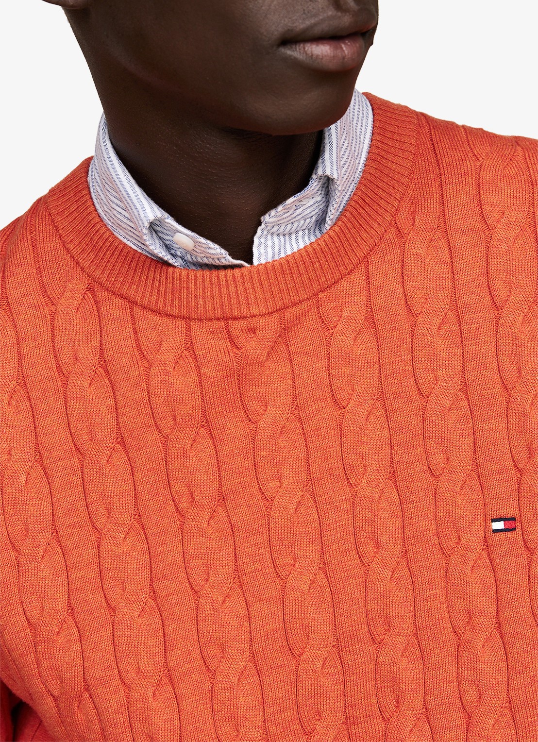 Tommy Hilfiger Flag Embroidery Cable Knit Jumper - detail 3 orange