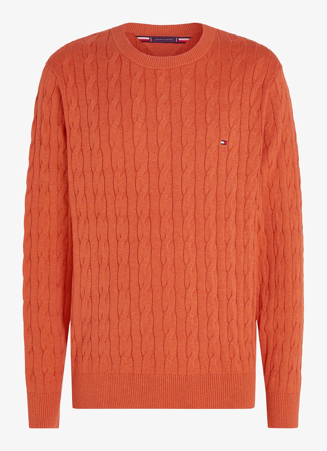 Tommy Hilfiger Flag Embroidery Cable Knit Jumper - voorkant 4 orange