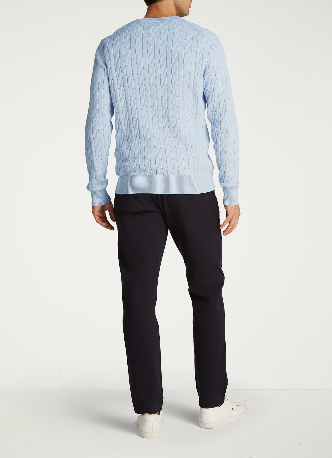 Tommy Hilfiger Flag Embroidery Cable Knit Jumper - achterkant 3 lichtblauw