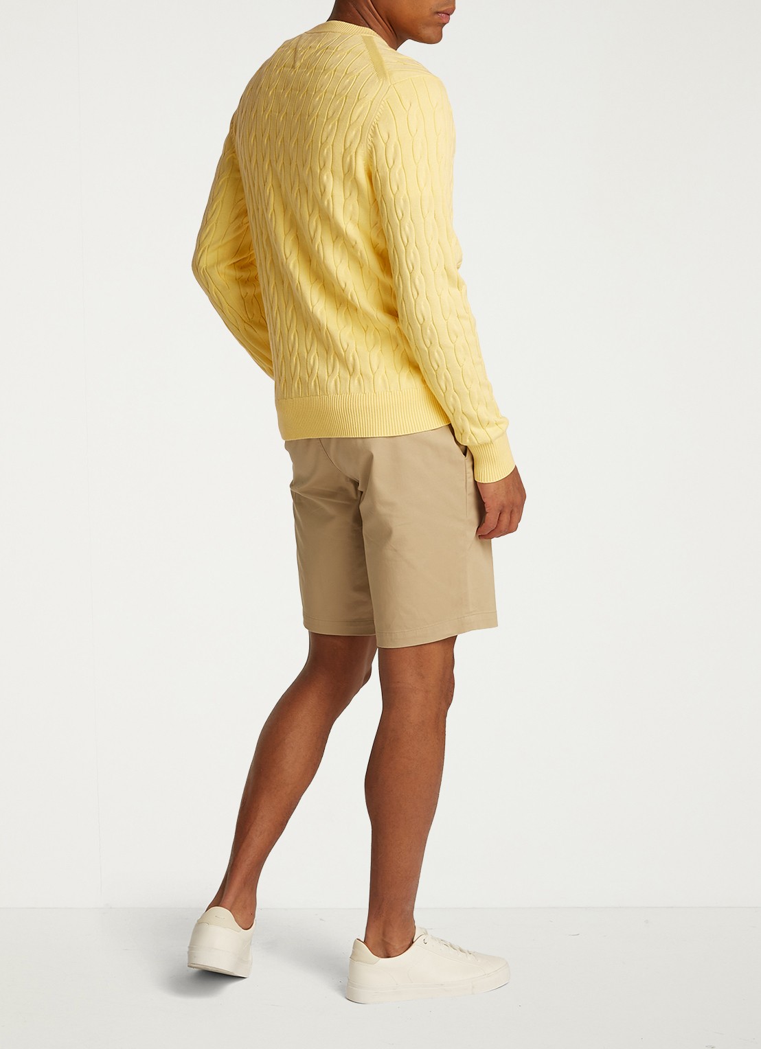 Tommy Hilfiger Flag Embroidery Cable Knit Jumper - achterkant geel
