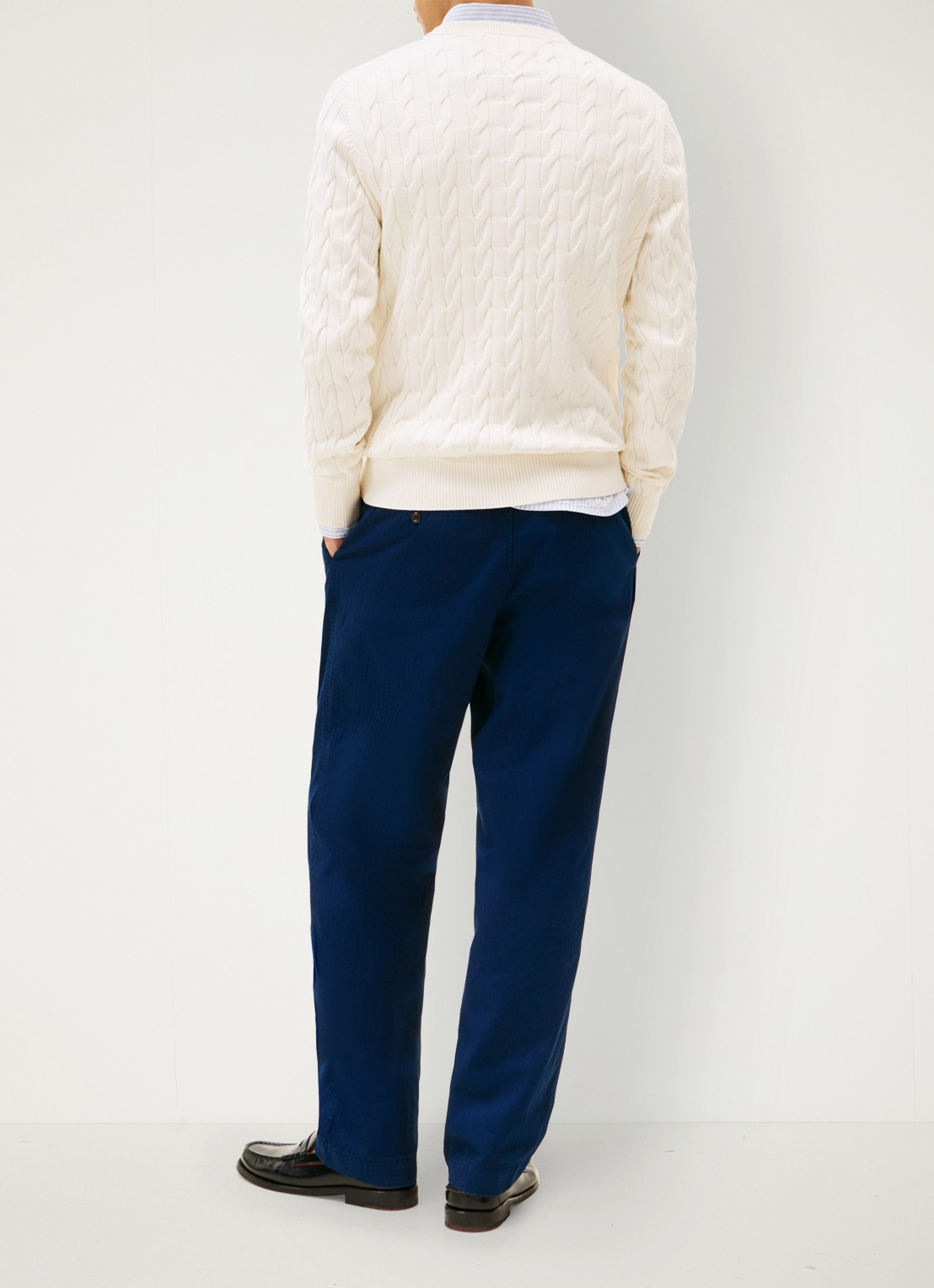 Tommy Hilfiger Flag Embroidery Cable Knit Jumper - achterkant 3 ivoor