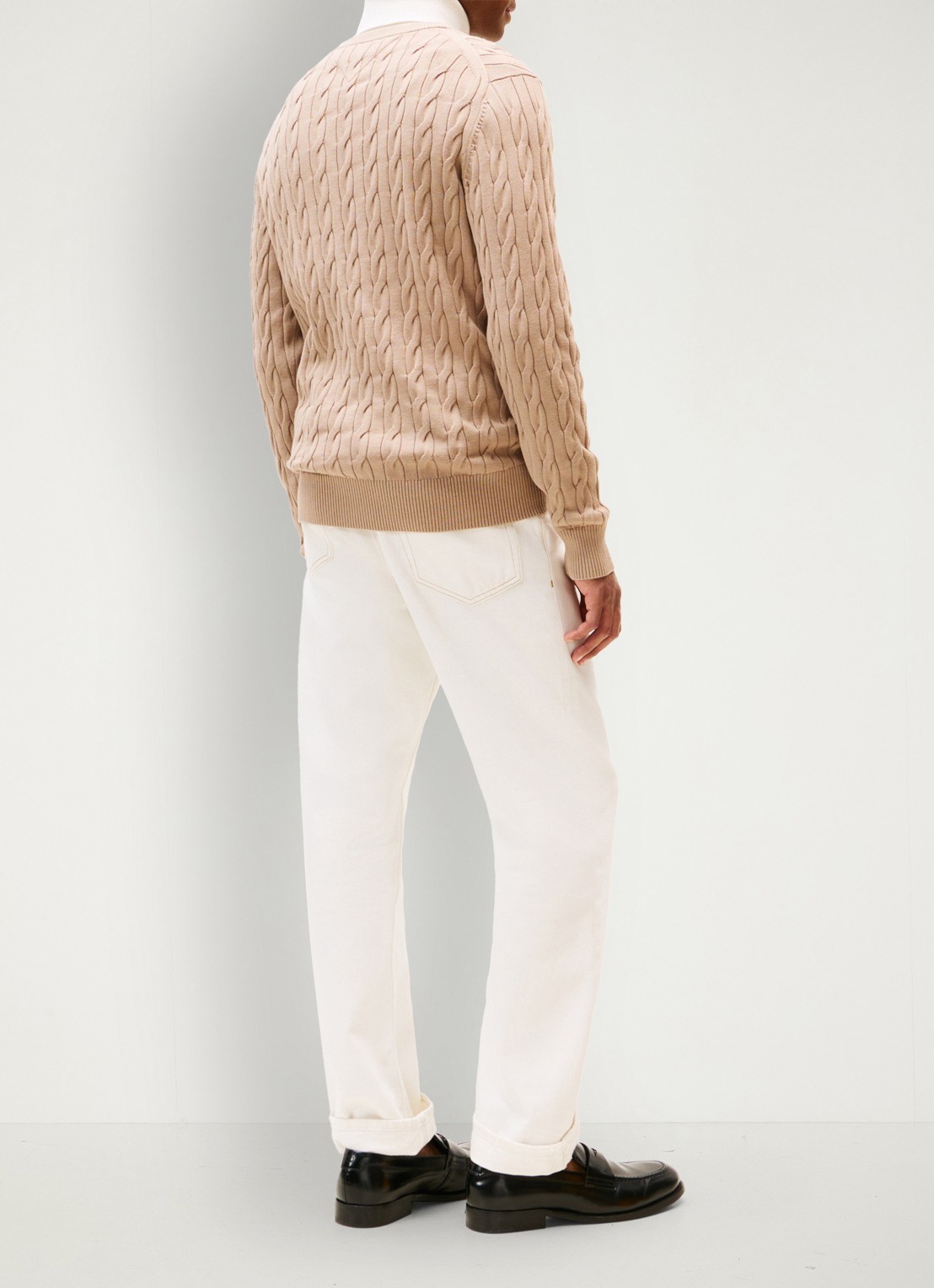 Tommy Hilfiger Flag Embroidery Cable Knit Jumper - achterkant 3 staalblauw