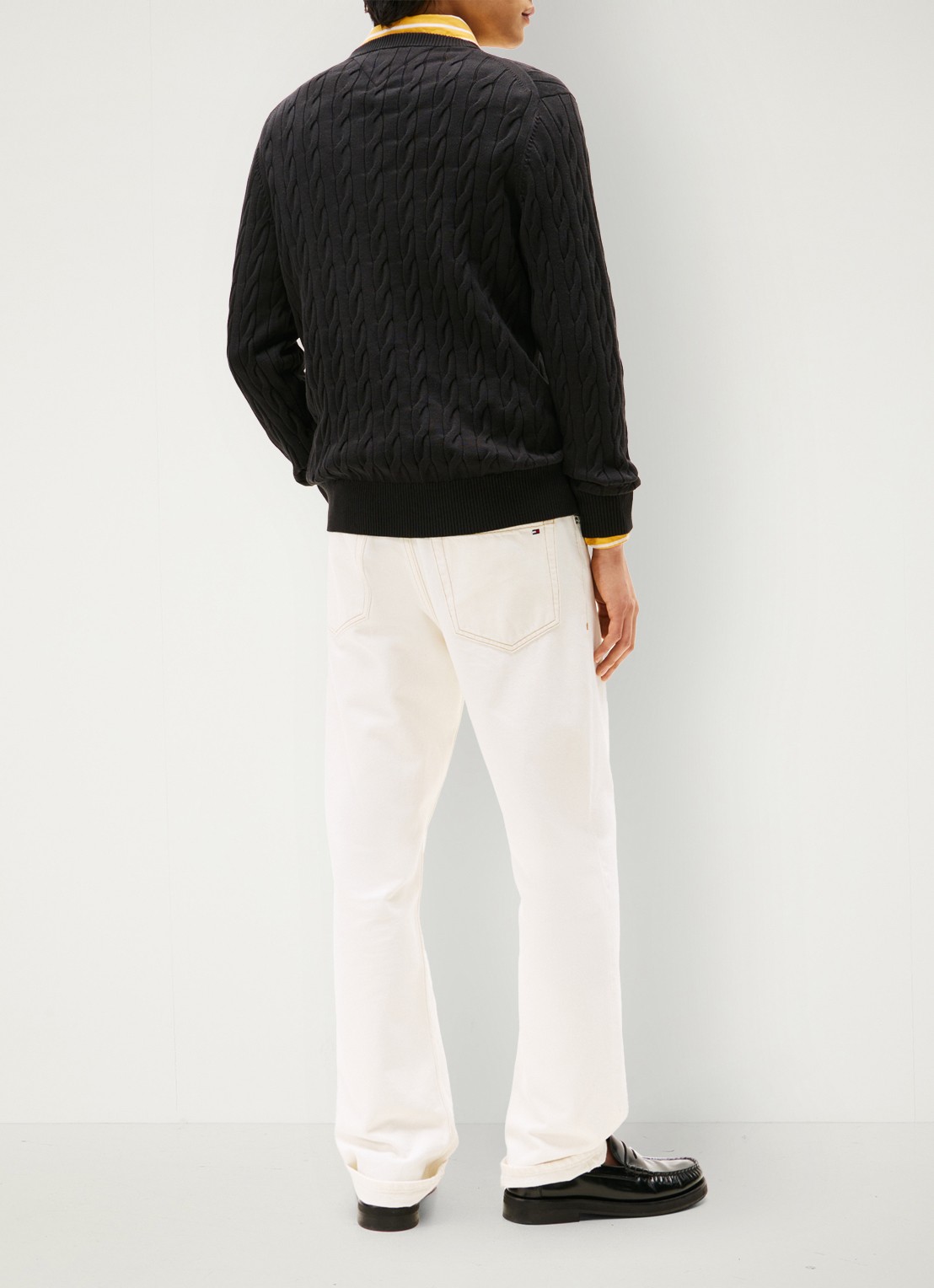 Tommy Hilfiger Flag Embroidery Cable Knit Jumper - achterkant 3 zwart