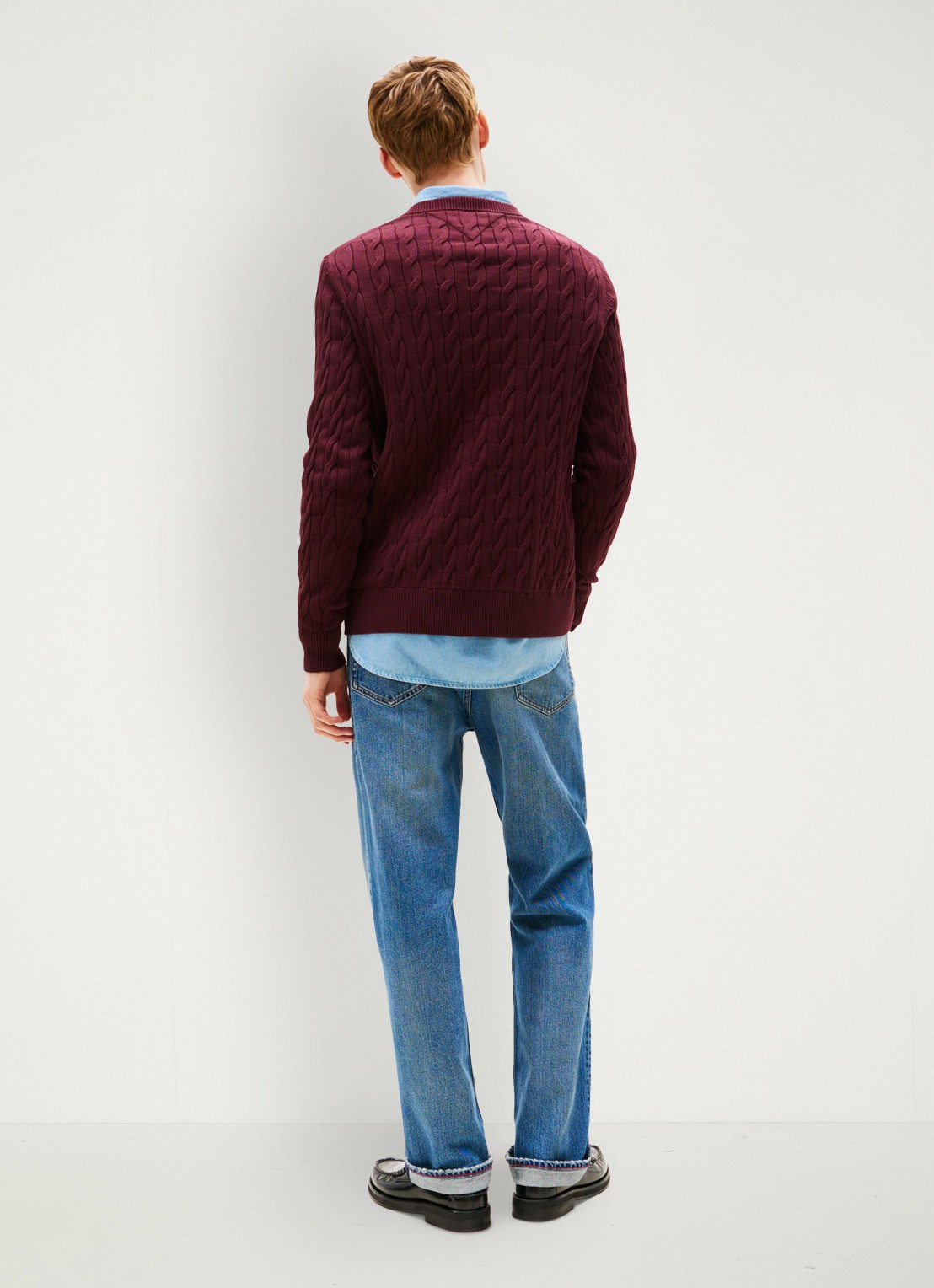 Tommy Hilfiger Flag Embroidery Cable Knit Jumper - achterkant 5 bordeauxrood