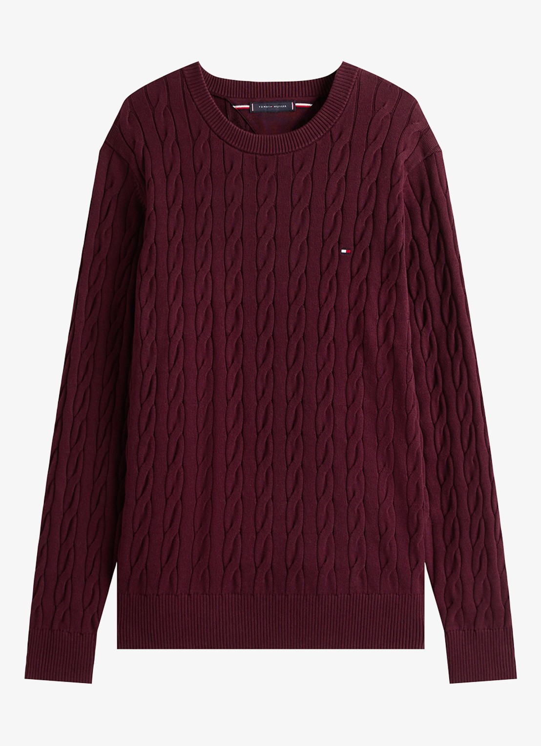 Tommy Hilfiger Flag Embroidery Cable Knit Jumper - voorkant 3 bordeauxrood