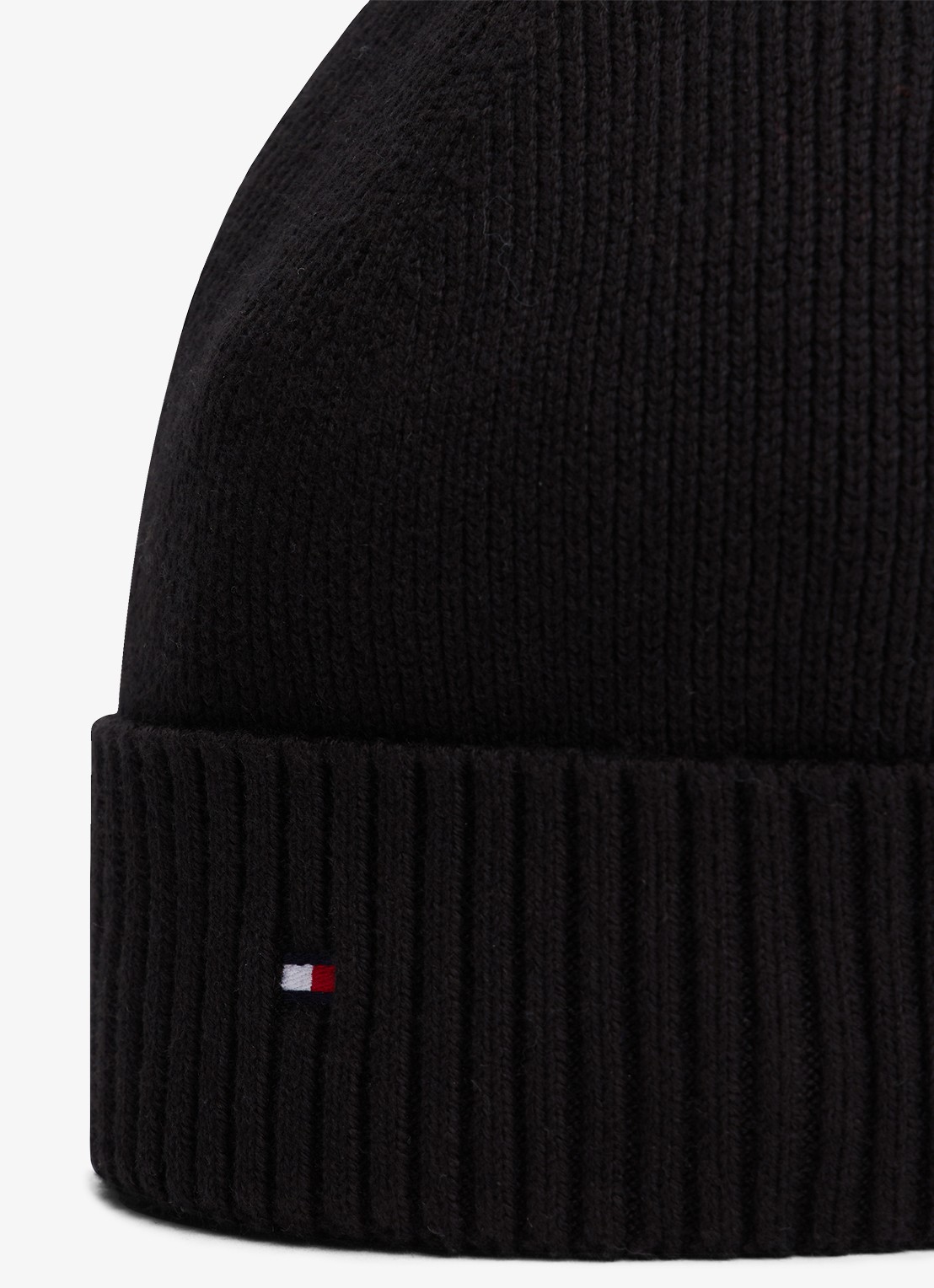 Tommy Hilfiger Flag Pima grofgebreide muts met logo - detail 2 zwart