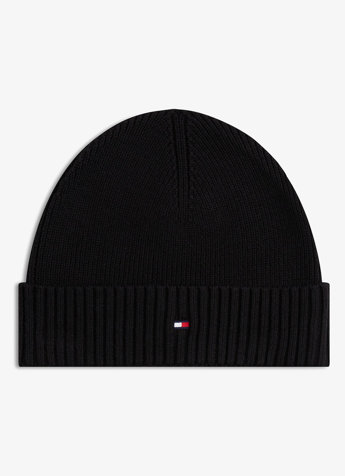 Tommy Hilfiger Flag Pima grofgebreide muts met logo - voorkant 4 zwart