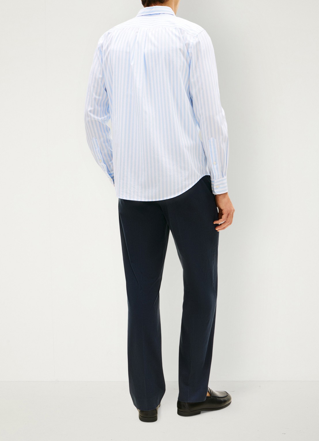 Tommy Hilfiger Flex Poplin overhemd met streepprint  - achterkant 3 lichtblauw