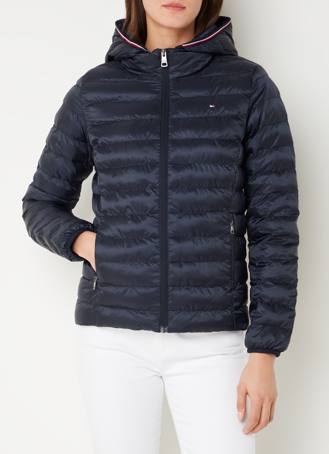 Tommy Hilfiger Gewatteerd jack met logo en ritszakken - detail 2 donkerblauw